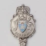 Collector Souvenir Spoon Bahamas Coat of Arms Cloisonne Emblem