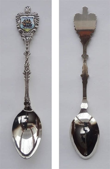 Collector Souvenir Spoon Bahamas Coat of Arms Cloisonne Emblem